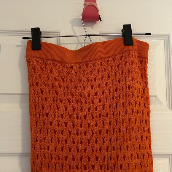 Beach Riot Skirt Midi Orange Crochet Knit Ruffle Swim Coverup Womens Small Polly - Picture 3 of 9